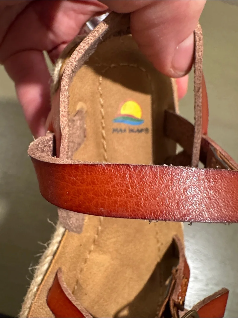 Maui Island Girls Brown Strappy Buckle Sandals - Casual Summer Footwear size 7